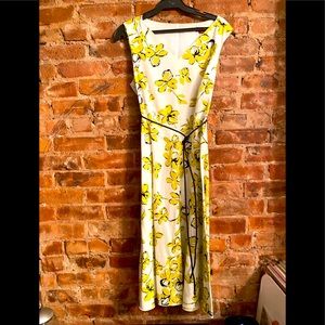 Max Mara Studio Yellow Flower Sleeveless Dress